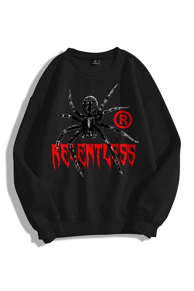 Trendiz Unisex Relentless Crew Neck Hoodie Μαύρο