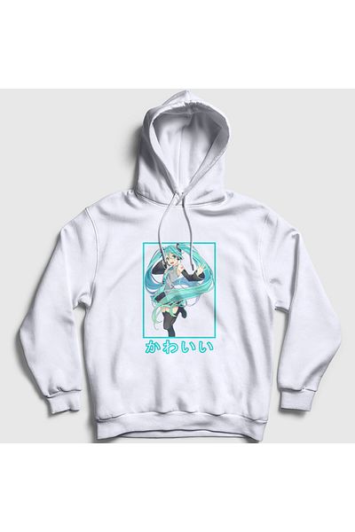 Presmono Λευκό φούτερ με κουκούλα Miku Hatsune Unisex - 439550 ττ