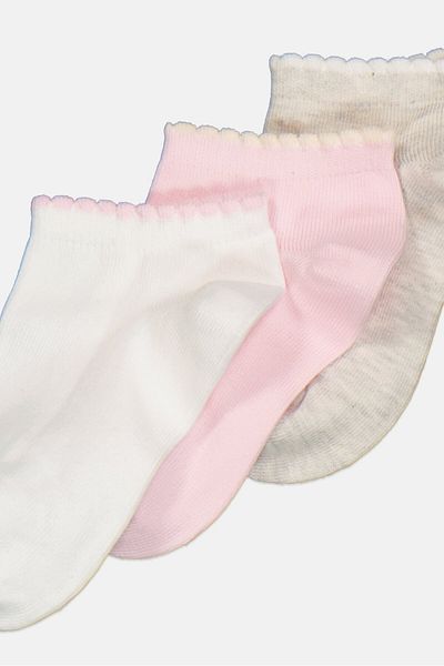 RBX Kids Girl 3 Pair Plain Socks, Pink