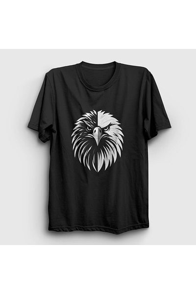 Presmono Μαύρο λευκό μπλουζάκι δώρου - Unisex, Eagle Head, 470000 ττ