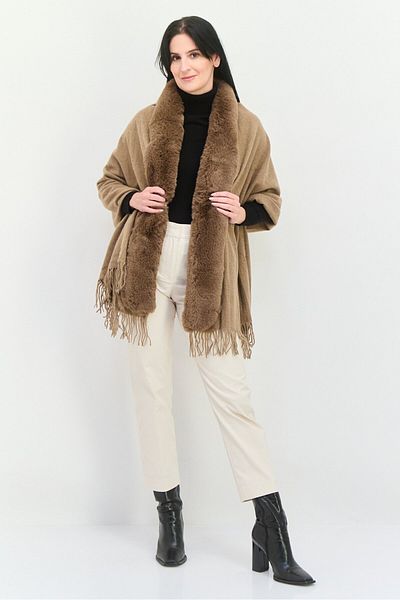 London Fog Women Faux Fur 160 X 60 Cm Scarves, Dark Tan