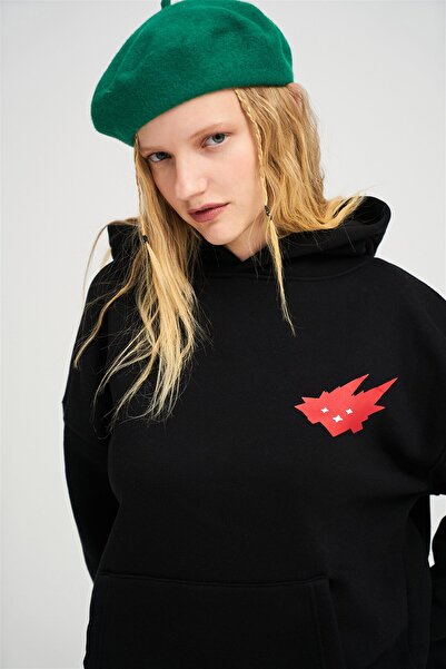 Trendiz ΦΟΥΤΕΡΦΟΥΤΕΡ UNISEX ΜΑΥΡΟ ΚΑΚΤΟ ΠΙΣΩ ΕΚΤΥΠΩΜΕΝΟ OVERSIZE ΚΟΠΗ