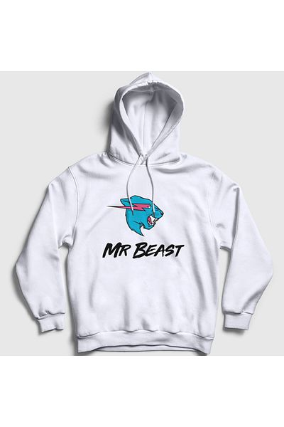 Presmono Φούτερ με λευκή κουκούλα Unisex Logo Mr Beast - 432000 ττ