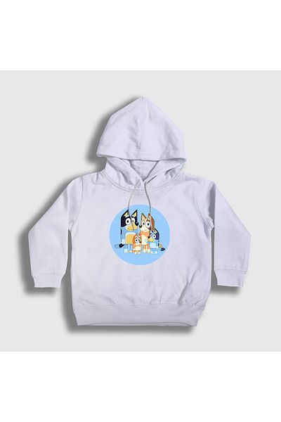 Presmono Λευκό Bluey Family Bandit Chili Unisex Παιδικό φούτερ με κουκούλα - 450942 ττ
