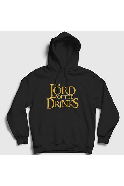 Presmono Unisex Μαύρο The Lord Of The Drinks Φούτερ με κουκούλα - Δώρο χιούμορ 472627 ττ