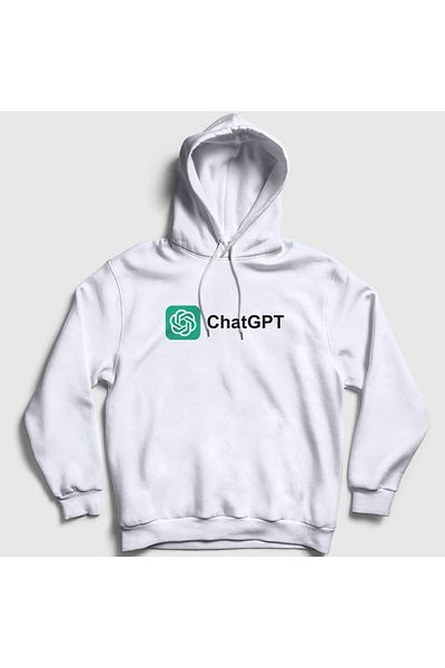 Presmono Λευκό λογότυπο Ai Chatgpt Unisex φούτερ με κουκούλα - Τεχνητή Νοημοσύνη 442459 ττ