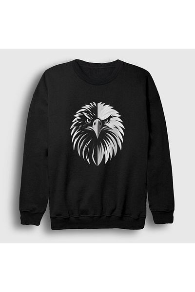 Presmono Черно-бял подарък суитшърт Eagle с детайли унисекс - 470041 Tt