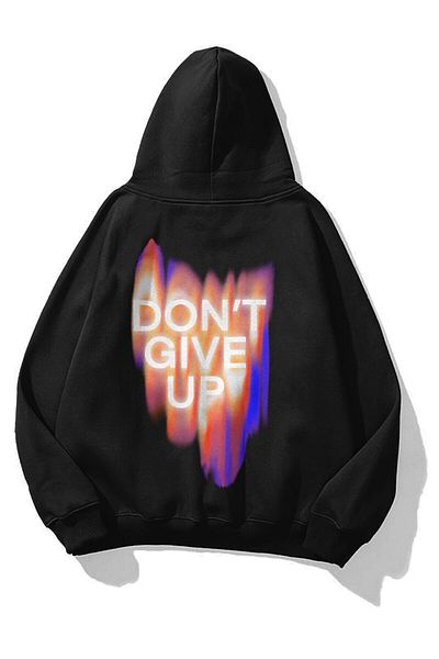 Trendiz Unisex Φούτερ Don&#39;t Give Up Hoodie Black