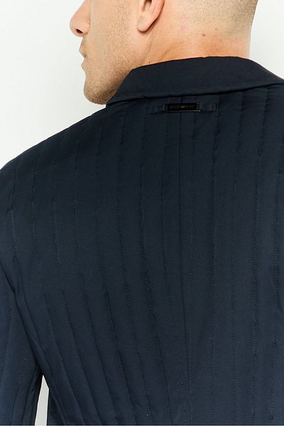 Emporio Armani Men Regular Fit Textured Semi-Formal Blazer, Navy