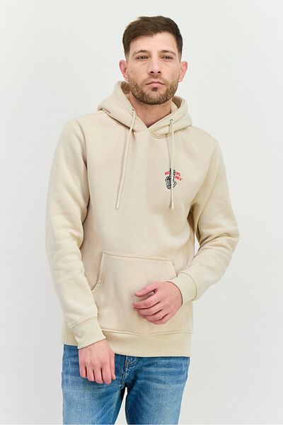 Members Only Men Embroidered Logo Long Sleeves Hoodie, Beige