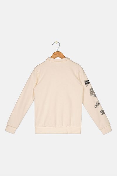 adidas Kids Boy Sportswear Fit Half Zip Sweatshirt, Off White
