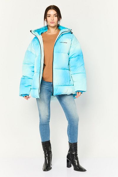 collusion Women Quilted Puffer Jacket, Blue