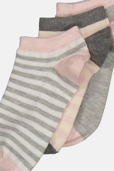 XOXO Kids Girl 3 Pairs Stripped Socks, Pink