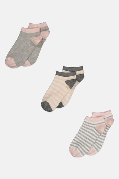XOXO Kids Girl 3 Pairs Stripped Socks, Pink