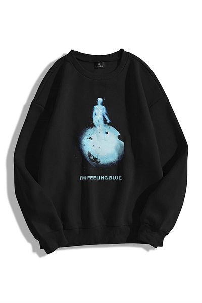 Trendiz Φούτερ Unisex Feeling Blue Crew με κουκούλα