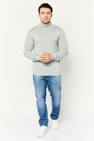 Sorbino Men Turtle Neck Long Sleeves Heather Sweatshirt, Grey