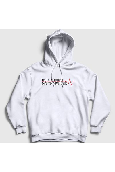 Presmono Unisex Λευκό φούτερ με κουκούλα "Save Lives" Doctor Nurse - 472150 ττ