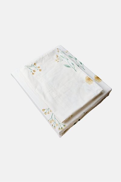 Catherine Malandrino Allover Print Fitted Bedsheets Set 160 X 200 Cm, White Combo
