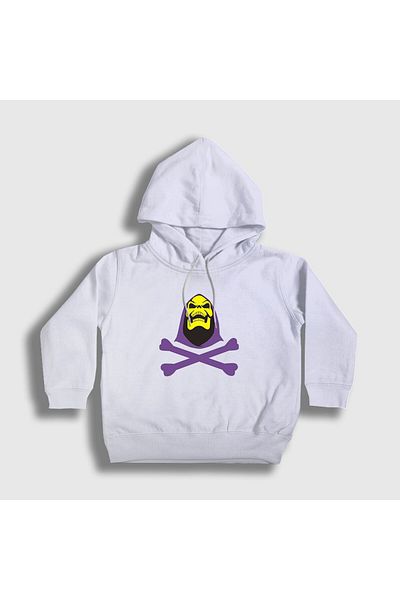 Presmono Hanorac alb unisex pentru copii Skeletor cu glugă - 434017 tt