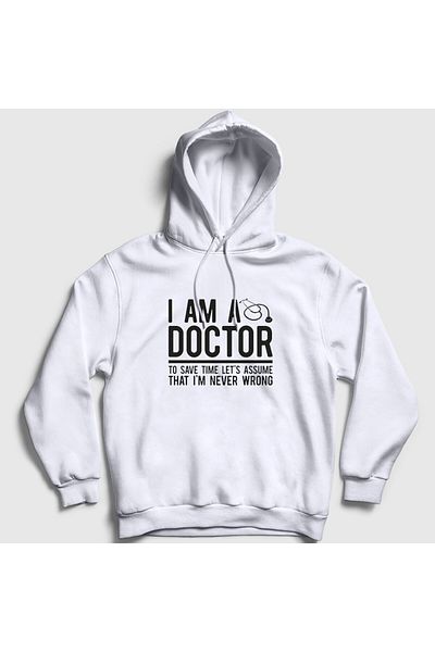 Presmono I Am A Doctor White Unisex φούτερ με κουκούλα - 469689 ττ