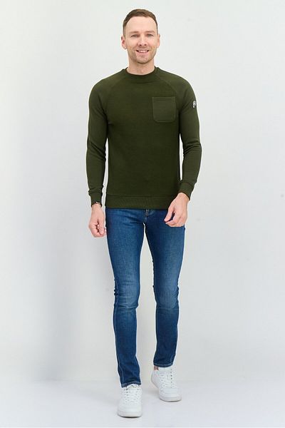 Penfield Men Crew Neck Brand Logo Long Sleeves Sweatshirt, Dark Olive
