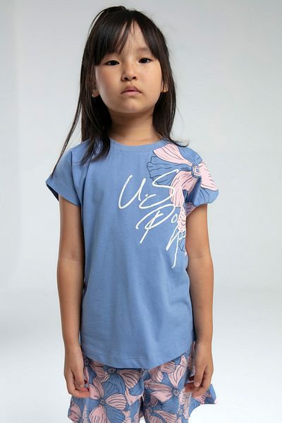 U.S. Polo Assn. Uspa Licensed 4-14 Years Old 100% Cotton Fabric Digital Printing Crew Neck Girls Bottom-Top Shorts Set