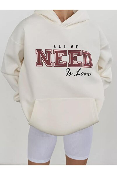 Cupla Λευκό φούτερ Unisex "All We Need is Love".
