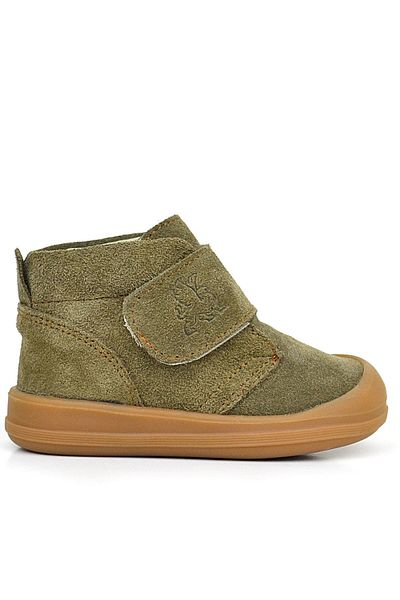 Rakerplus Yoohoo Genuine Leather Khaki Green Velcro Unisex Baby Boots