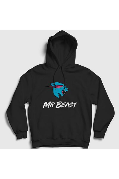 Presmono Φούτερ με λογότυπο Mr Beast Unisex μαύρη κουκούλα - 432000 ττ