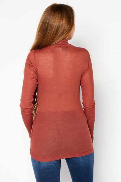 Diesel Women Mock Neck Long Sleeves Plain Top, Brown