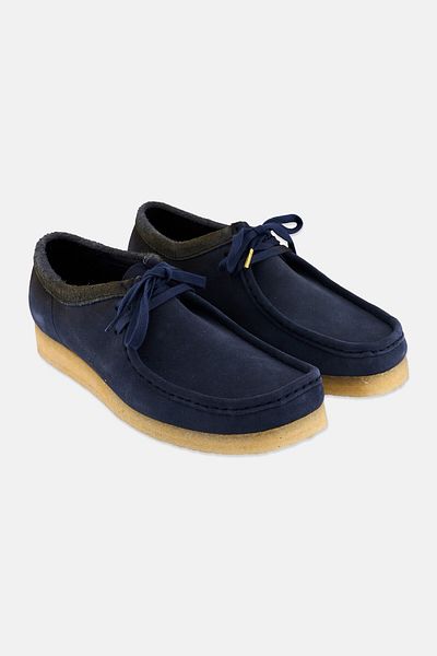 CLARKS Men Standard Wallabee Lace Up Shoes, Slate Blue