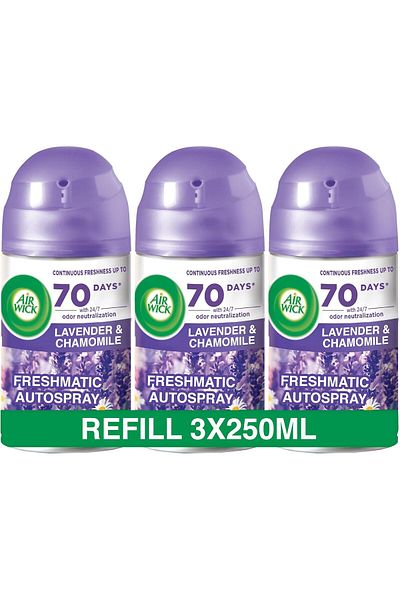 Air Wick Freshmatic Freshner Autospray Refill, Lavender and Chamomile, 250 ml, Pack of 3
