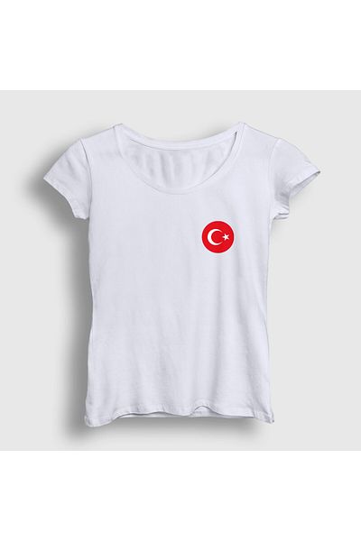 Presmono Γυναικείο T-Shirt με λευκό λογότυπο τουρκικής σημαίας - Moon Star Design 444759 ττ