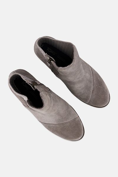 Toms Women Sadie Zipper Closure Ankle Wedge Boots, Grey