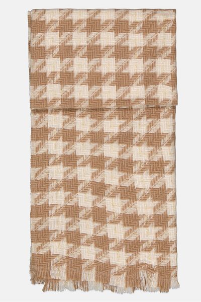 London Fog Women Lurex Check Scarf 70 X 180 Cm, Tan