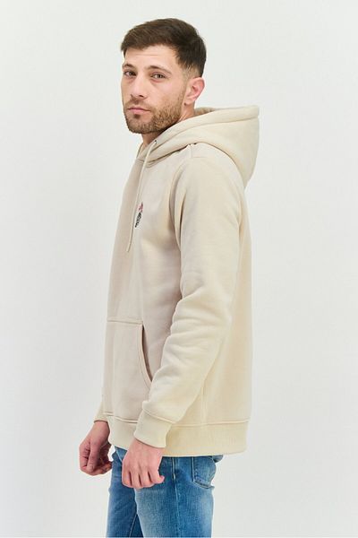 Members Only Men Embroidered Logo Long Sleeves Hoodie, Beige