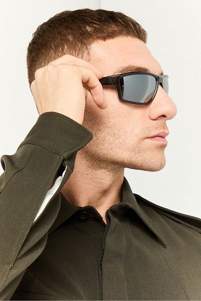 Timberland Men TB928720D65 Rectangle Sunglasses, Black