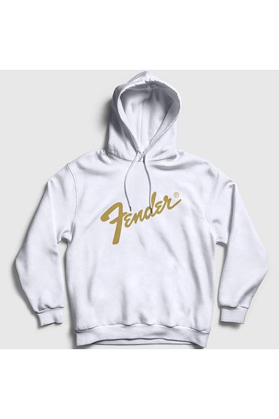 Presmono Φούτερ Unisex με λευκή κουκούλα με λογότυπο Fender Guitar - 442638 ττ