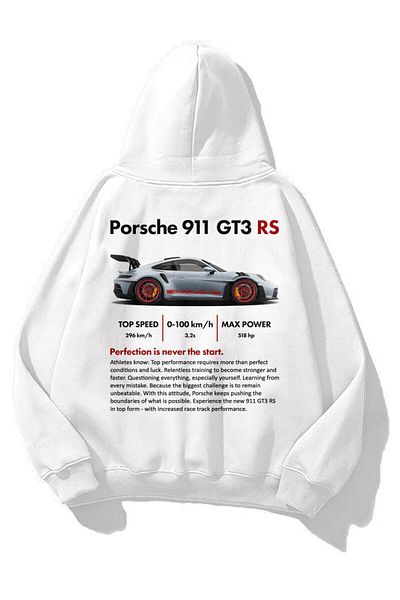 Trendiz Unisex Porsche 911 GT3 RS Sweatshirt White