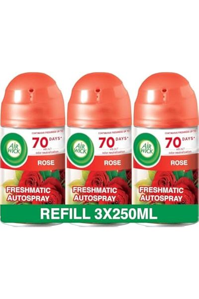 Air Wick Freshmatic Refill, Rose, Eliminates Odors like Cat Litter, 250ml (Pack of 3)