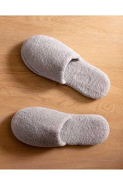 Madame Coco Coralie Gray Towel Slippers - 100% Cotton
