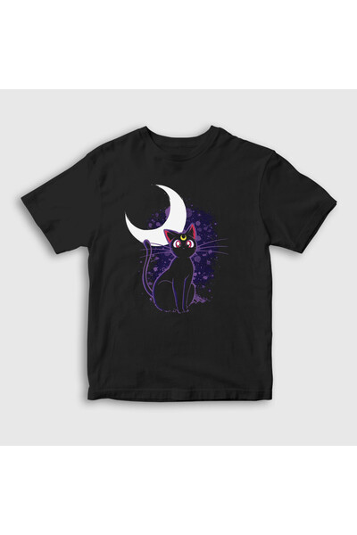 Presmono Sailor Moon unisex dečje T-shirt - crna Luna mačka mačka kom, Meseče...