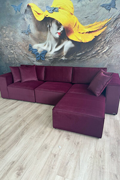 Erduran Mobilya Angelo 3 Modül + 1 Puf Köşe Koltuk Takımı (4 Modül) Babyface ...