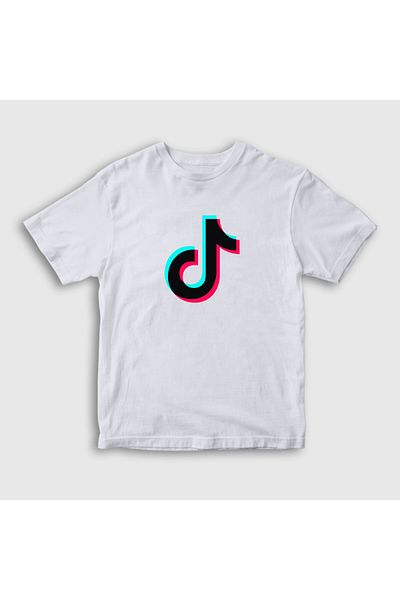 Presmono Λευκό Unisex παιδικό μπλουζάκι Tiktok με λογότυπο - 485907 ττ