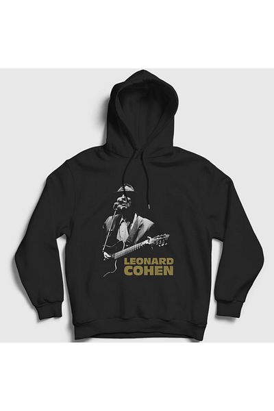 Presmono Μουσική φούτερ με μαύρη κουκούλα Leonard Cohen Unisex 486897 ττ