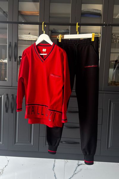Posh Chic Red & Black Tracksuit Set "Stylish & Sports Combination"