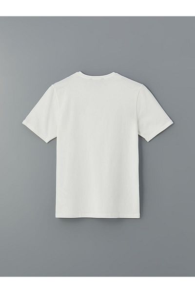 LC Waikiki Southblue Ecru Crew Neck Short Sleeve Men's T-Shirt