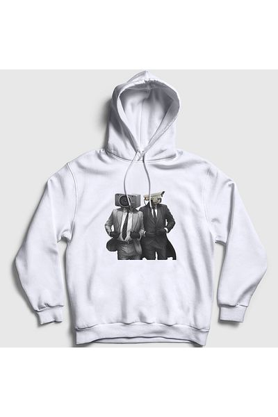 Presmono Λευκό φούτερ Unisex με κουκούλα Skibidi - 482427 ττ