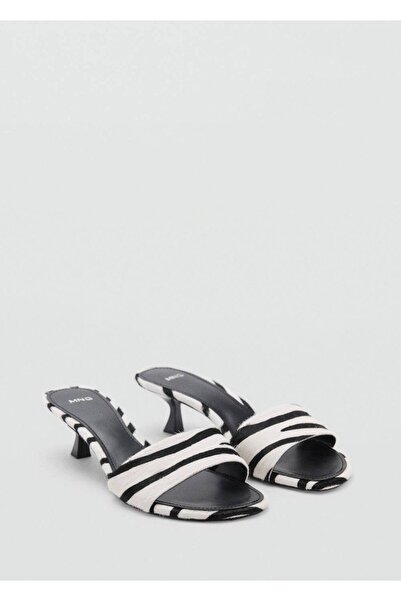MANGO Woman Leather Sandals with Zebra Print
