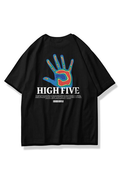 Trendiz Unisex High Five Tshirt Μαύρο